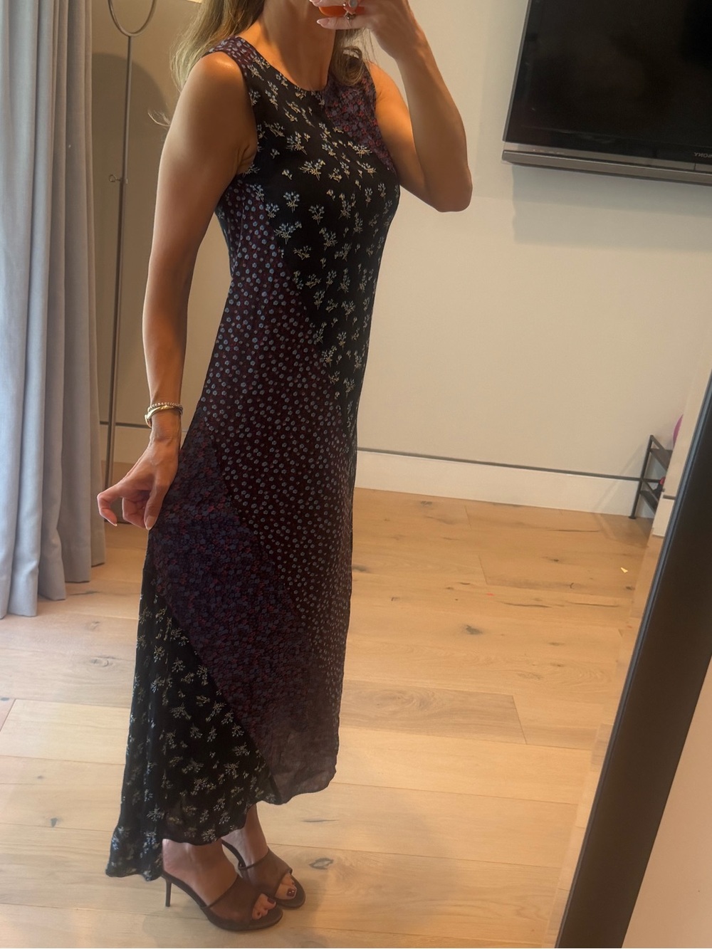 Zara Black and Purple Floral Patchwork Maxi Dress